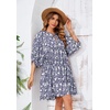 image:imageRVivimos Womens Summer V Neck Casual Dresses Lantern Sleeve Boho Floral Print Loose Flowy Mini DressDarkblue