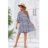 image:imageRVivimos Womens Summer V Neck Casual Dresses Lantern Sleeve Boho Floral Print Loose Flowy Mini DressDarkblue