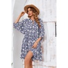 image:imageRVivimos Womens Summer V Neck Casual Dresses Lantern Sleeve Boho Floral Print Loose Flowy Mini DressDarkblue