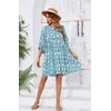 image:imageRVivimos Womens Summer V Neck Casual Dresses Lantern Sleeve Boho Floral Print Loose Flowy Mini DressLightblue