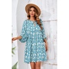 image:imageRVivimos Womens Summer V Neck Casual Dresses Lantern Sleeve Boho Floral Print Loose Flowy Mini DressLightblue