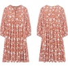 image:imageRVivimos Womens Summer V Neck Casual Dresses Lantern Sleeve Boho Floral Print Loose Flowy Mini DressOrange