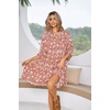 image:imageRVivimos Womens Summer V Neck Casual Dresses Lantern Sleeve Boho Floral Print Loose Flowy Mini DressOrange