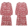 image:imageRVivimos Womens Summer V Neck Casual Dresses Lantern Sleeve Boho Floral Print Loose Flowy Mini DressRed