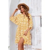 image:imageRVivimos Womens Summer V Neck Casual Dresses Lantern Sleeve Boho Floral Print Loose Flowy Mini DressYellow