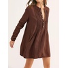 image:imageRVivimos Womens Tunic Dress Fall Cotton Button Down Long Sleeves Casual Mini Shirt DressBrown