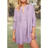 image:imageRVivimos Womens Tunic Dress Fall Cotton Button Down Long Sleeves Casual Mini Shirt DressPurple