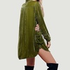 image:imageRVivimos Womens Velvet Long Sleeve Pocket Casual Mini Shirt DressArmy Green