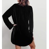 image:imageRVivimos Womens Velvet Long Sleeve Pocket Casual Mini Shirt DressBlack