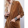 image:imageRVivimos Womens Velvet Long Sleeve Pocket Casual Mini Shirt DressBrown