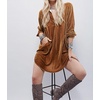 image:imageRVivimos Womens Velvet Long Sleeve Pocket Casual Mini Shirt DressBrown