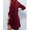 image:imageRVivimos Womens Velvet Long Sleeve Pocket Casual Mini Shirt DressBurgundy