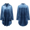 image:imageRVivimos Womens Velvet Long Sleeve Pocket Casual Mini Shirt DressHazeblue