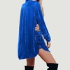 image:imageRVivimos Womens Velvet Long Sleeve Pocket Casual Mini Shirt DressRoyalblue