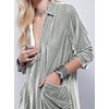 image:imageRVivimos Womens Velvet Long Sleeve Pocket Casual Mini Shirt DressSilver