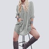 image:imageRVivimos Womens Velvet Long Sleeve Pocket Casual Mini Shirt DressSilver