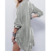 image:imageRVivimos Womens Velvet Long Sleeve Pocket Casual Mini Shirt DressSilver