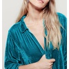 image:imageRVivimos Womens Velvet Long Sleeve Pocket Casual Mini Shirt DressTeal