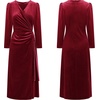 image:imageRVivimos Womens Velvet V Neck Wrap Dress Fall Winter Long Sleeve Waist Ruched Elastic Elegant Midi DressBurgundy