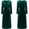 image:imageRVivimos Womens Velvet V Neck Wrap Dress Fall Winter Long Sleeve Waist Ruched Elastic Elegant Midi DressDarkgreen