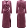 image:imageRVivimos Womens Velvet V Neck Wrap Dress Fall Winter Long Sleeve Waist Ruched Elastic Elegant Midi DressMulberry