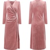 image:imageRVivimos Womens Velvet V Neck Wrap Dress Fall Winter Long Sleeve Waist Ruched Elastic Elegant Midi DressPink