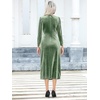 image:imageRVivimos Womens Velvet V Neck Wrap Dress Fall Winter Long Sleeve Waist Ruched Elastic Elegant Midi DressSage Green