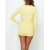 image:imageRVivimos Womens Winter Long Sleeve Ruched Drawstrings Knit Stretchy Bodycon T Shirt Mini DressesYellow