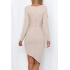 image:imageRVivimos Womens Winter Long Sleeve V Neck Asymmetrical Knit Sweater DressesBeige