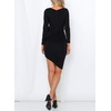 image:imageRVivimos Womens Winter Long Sleeve V Neck Asymmetrical Knit Sweater DressesBlack