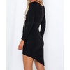 image:imageRVivimos Womens Winter Long Sleeve V Neck Asymmetrical Knit Sweater DressesBlack