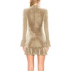 image:imageRVivimos Womens Winter Long Sleeve Velvet Ruffles Bodycon Mini DressChampagne