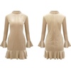 image:imageRVivimos Womens Winter Long Sleeve Velvet Ruffles Bodycon Mini DressChampagne