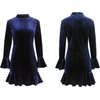 image:imageRVivimos Womens Winter Long Sleeve Velvet Ruffles Bodycon Mini DressNavyblue