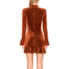 image:imageRVivimos Womens Winter Long Sleeve Velvet Ruffles Bodycon Mini DressRustbrown