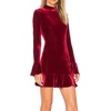 image:imageRVivimos Womens Winter Long Sleeve Velvet Ruffles Bodycon Mini DressWine Red