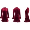 image:imageRVivimos Womens Winter Long Sleeve Velvet Ruffles Bodycon Mini DressWine Red