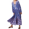 image:imageRVivimos Womenss Cotton Long Sleeve Vintage Floral Bohemian Beach V Neck Bottons Casual Maxi DressesBlue