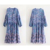 image:imageRVivimos Womenss Cotton Long Sleeve Vintage Floral Bohemian Beach V Neck Bottons Casual Maxi DressesBlue