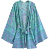 image:imageRVivimos Beach Cover Ups for Women Vintage Kimono Cardigan Long Sleeve Boho Floral Print Swimsuit Wrap Mini Dress with BeltGreen