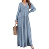 image:imageRVivimos Maxi Dress for Women Long Sleeve V Neck Empire Waist Layered Ruffle Boho Casual Flowy Long DressesHaze Blue