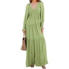 image:imageRVivimos Maxi Dress for Women Long Sleeve V Neck Empire Waist Layered Ruffle Boho Casual Flowy Long DressesTender Green