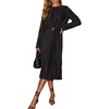 image:imageRVivimos Satin Elegant Midi Dresses for Women Long Sleeve Pleated Loose Silky Cocktail Wedding Guest Evening Party DressesBlack