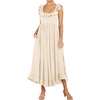 image:imageRVivimos Summer Dress for Women Sleeveless Boho Ruffle Square Neck Tie Back Casual Backless Flowy Midi DressBeige
