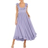 image:imageRVivimos Summer Dress for Women Sleeveless Boho Ruffle Square Neck Tie Back Casual Backless Flowy Midi DressPurple