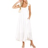 image:imageRVivimos Summer Dress for Women Sleeveless Boho Ruffle Square Neck Tie Back Casual Backless Flowy Midi DressWhite