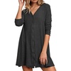 image:imageRVivimos Sweater Dress for Women Long Sleeve V Neck Casual ButtonDown Fall Winter Basic Knit Mini DressBlack