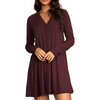 image:imageRVivimos Sweater Dress for Women Long Sleeve V Neck Casual ButtonDown Fall Winter Basic Knit Mini DressBurgundy