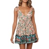 image:imageRVivimos Women Summer Spaghetti Straps Cotton Floral Print Backless V Neck Swing Mini DressMulticolor1