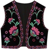 image:imageRVivimos Womens Cotton Cropped Vest Spring Summer Sleeveless Floral Embroidery Open Front Vintage CardiganBlackpink